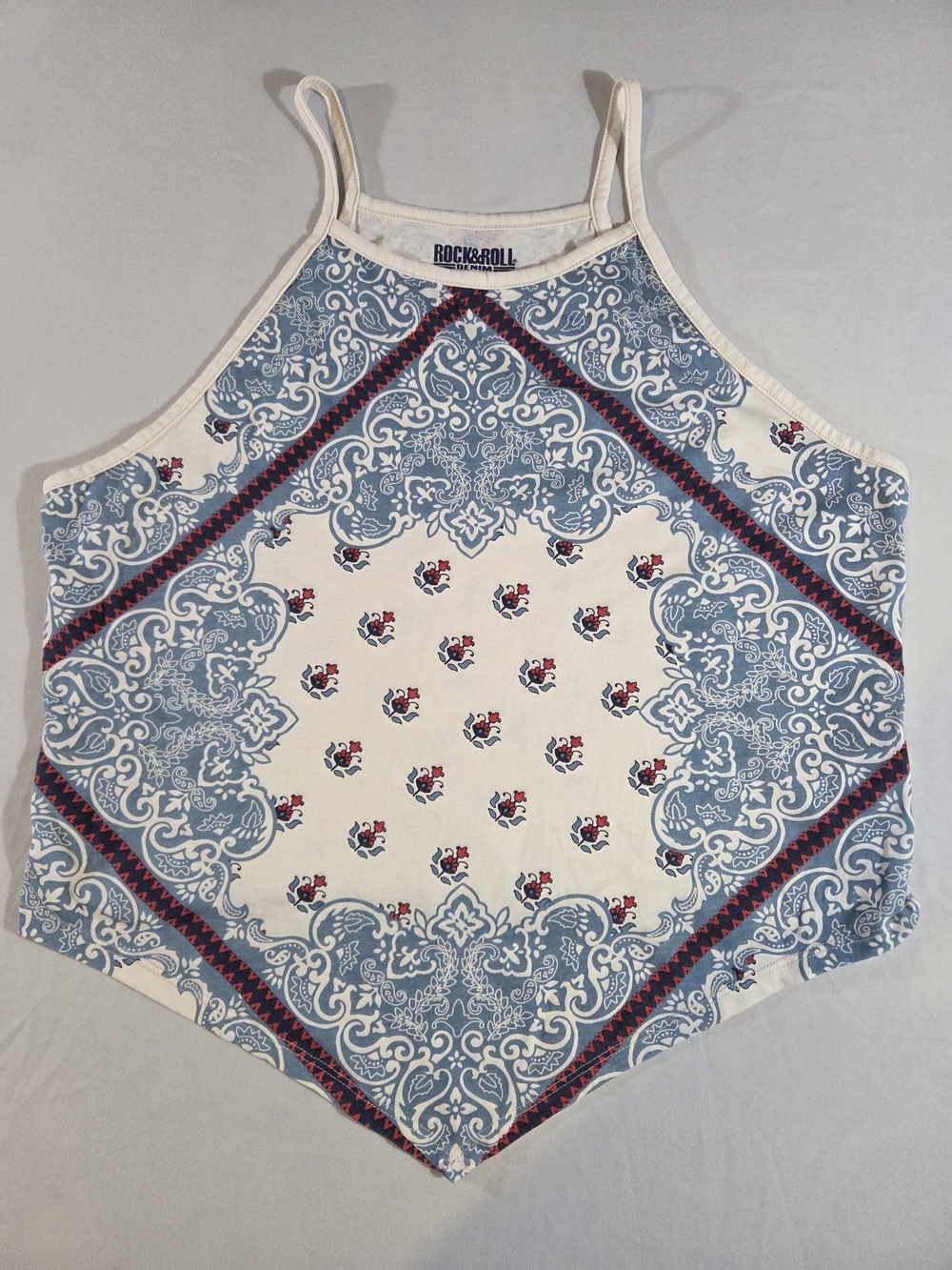Rock & Roll Cowgirl Blue Paisley Bandana Crop Halter